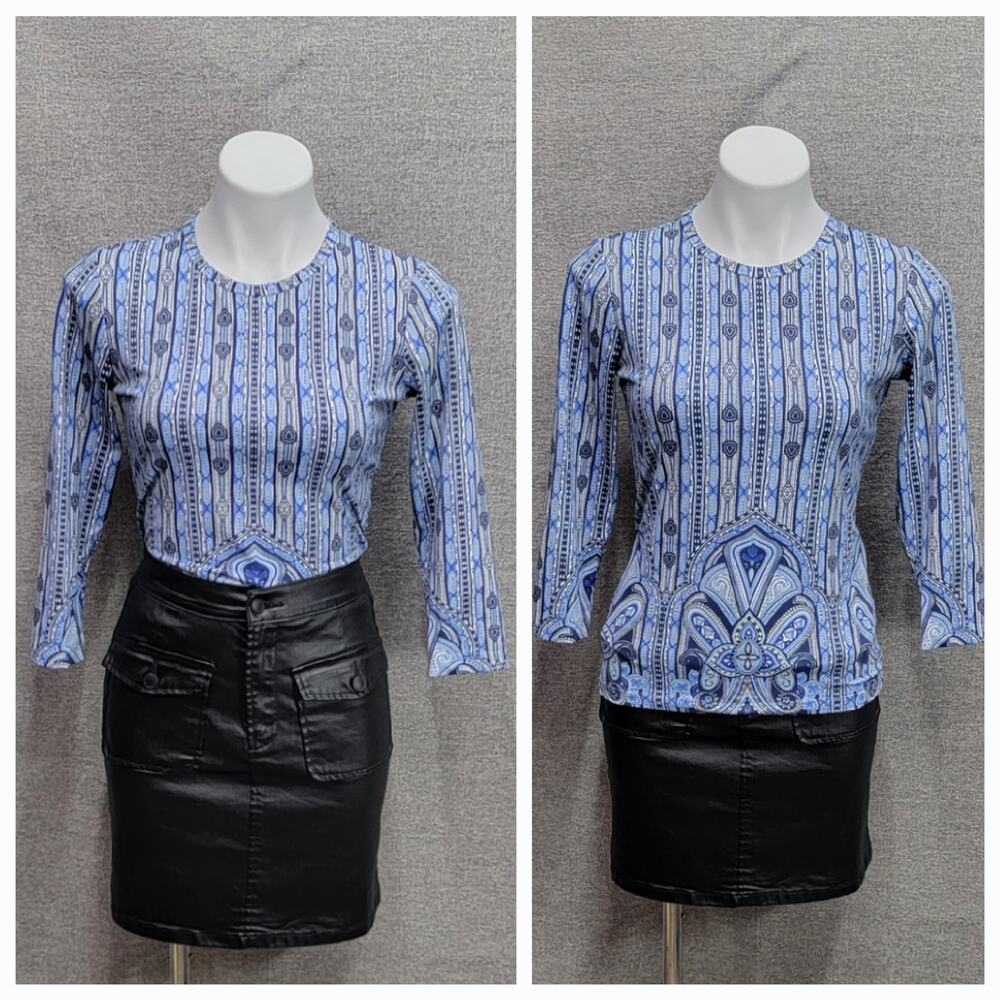 J. MCLAUGHLIN BLUE 3/4 SLEEVE TOP, SIZE XS